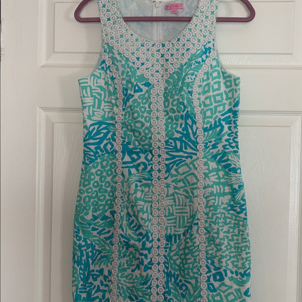 LILLY PULITZER Macfarlane Floral Lace Shift Dress Size 6 Beach Preppy